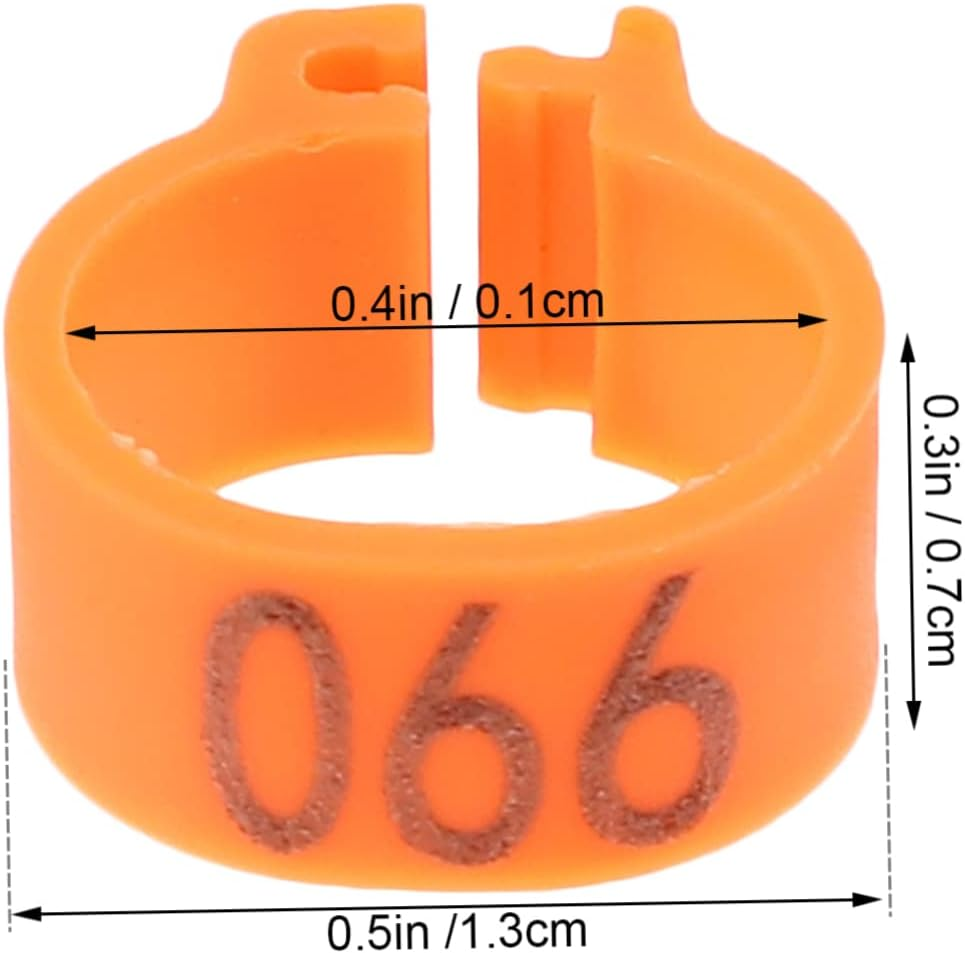 ERINGOGO 100 Pcs Pigeon Foot Rings Plastic Bird Leg Bands Identification Bands Bright Orange for Pigeons and Poultry Bird Accessories image number 1