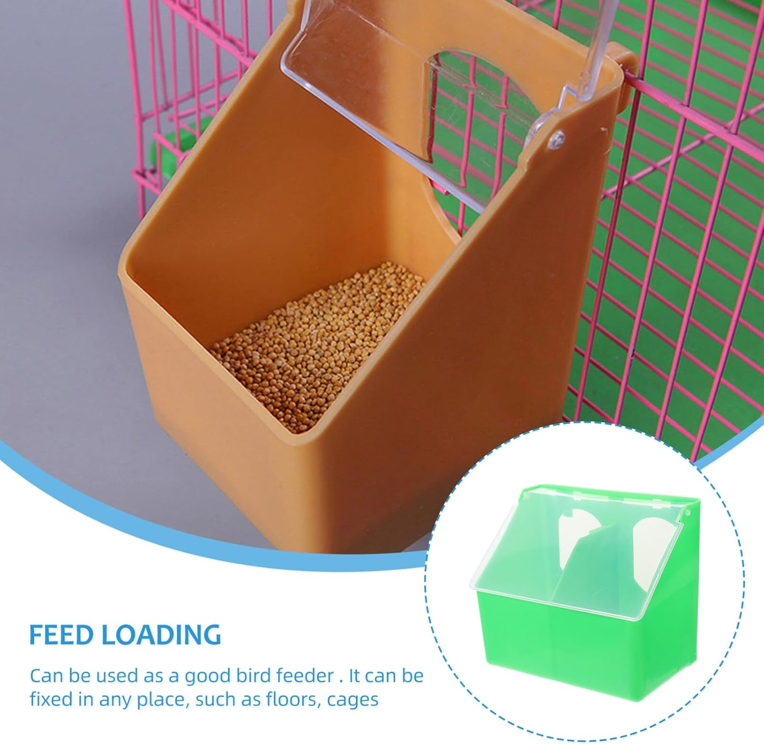 Pigeon Feeder, Quail Bird Feeding Hanging Box for Parrot Pigeon Bird Cage Poultry image number 4