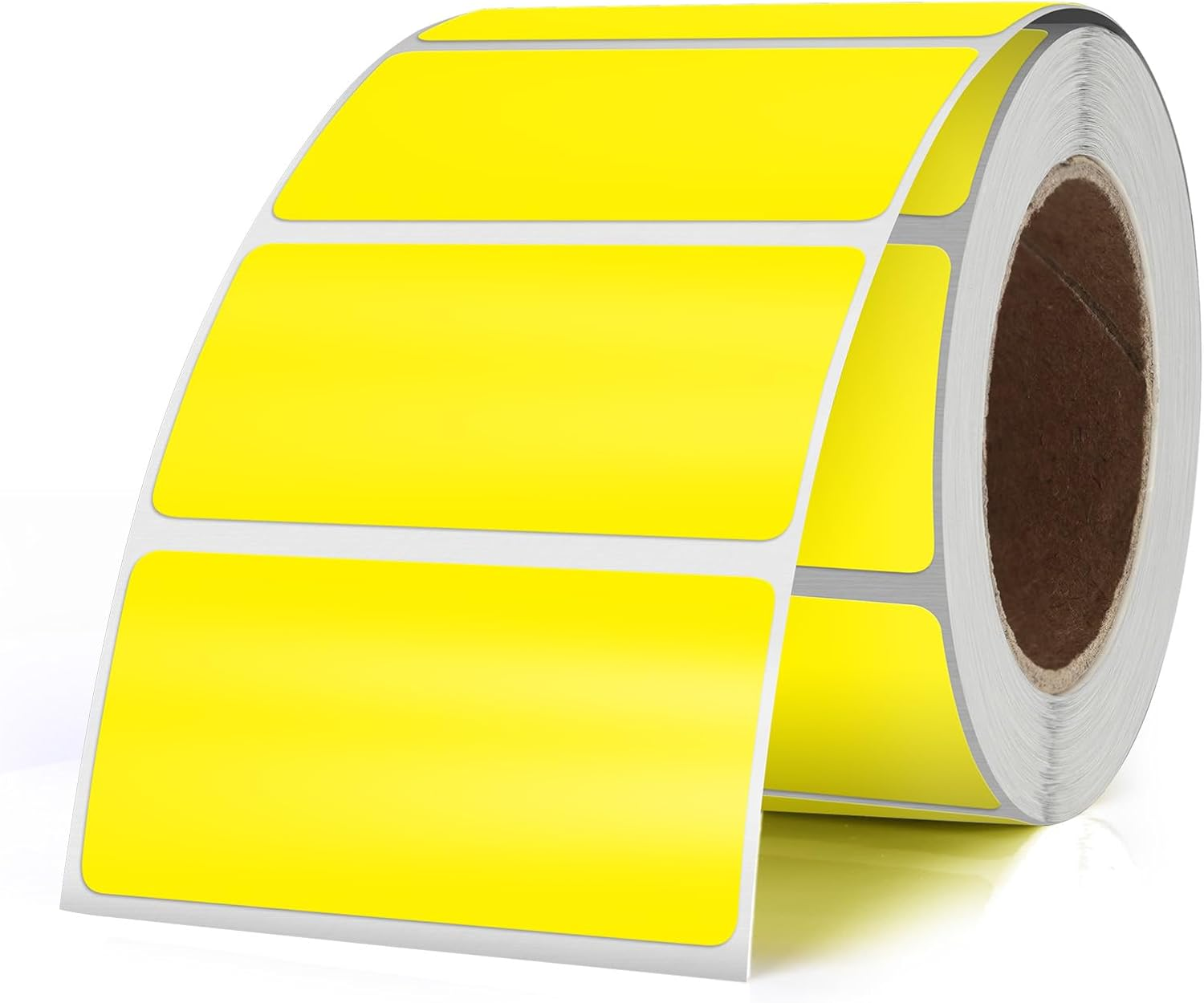 Rectangular Yellow Color Coding Label 1 X 2 Inch Self Adhesive Vinyl Waterproof Writable Removable Sticker Roll for DIY Office School Supplies Inventory Name Price Tag File Paper 500 PCS