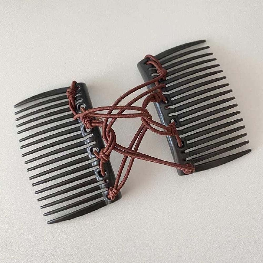 Black Adjustable Magic Hair Clip Combs,Stretchy Double Comb Hair Clip,No Crease Hair Pins Double Slides Hairpins Combs Women Hair Styling Magic Hair Combs for Women Accessories image number 3