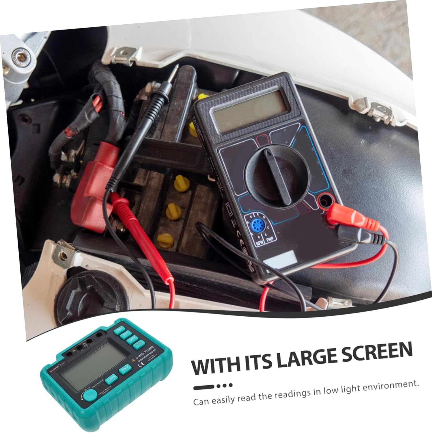 Baluue Insulation Resistance Tester Electronic Resistance Tester Digital Megohm for Auto Electrical Tools Backlight LCD Display Suitable for Insulation Testing Scenarios image number 2