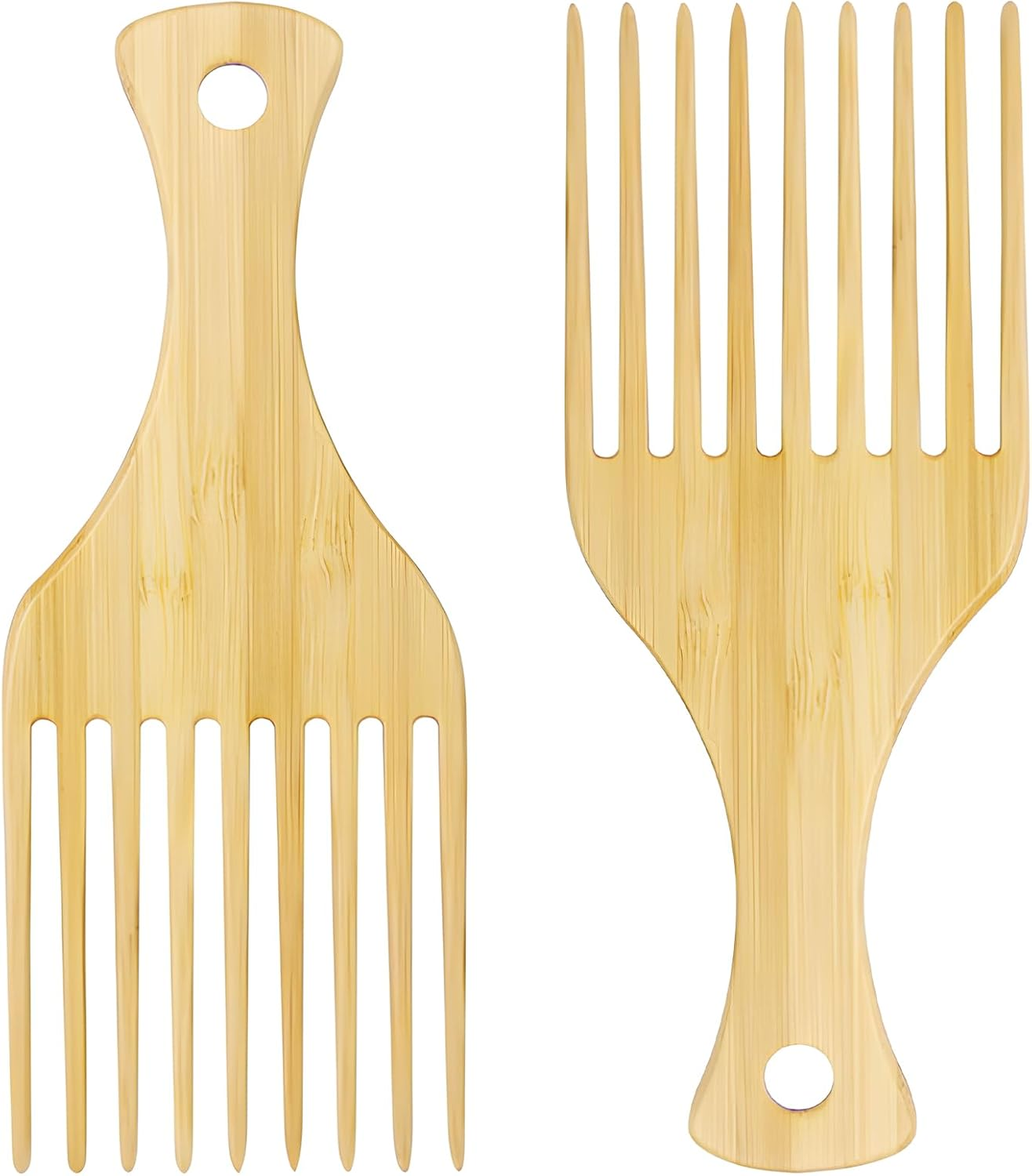 2-Piece Bamboo Comb Set for Afro Hair: Natural Anti-Static Picks for Curly, Thick Hair, Ideal for Men and Women, Eco-Friendly Styling and Detangling Solution image number 4