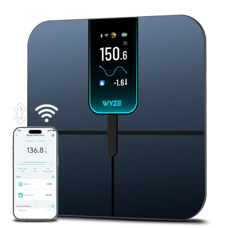 Wyze Scale Ultra, Smart Scale with 4.3" Color Display, Digital Bathroom Scale for Body Weight BMI Muscle Mass Composition, Wi-Fi & Bluetooth Body Fat Scale with Heart Rate- Black image number 6