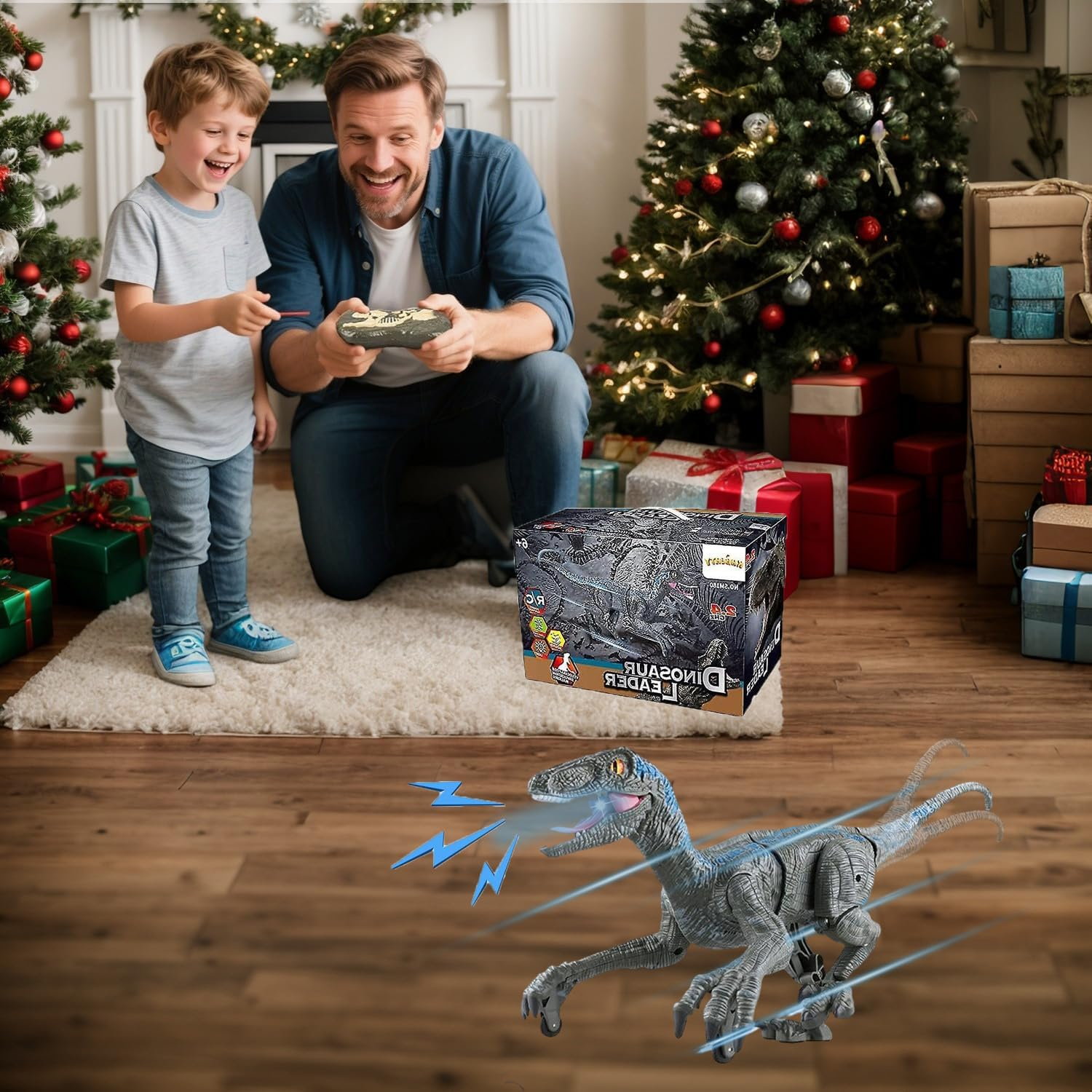 Remote Control Dinosaur for Kids,2.4G Electronic RC Toys Velociraptor with 3D Eye Shaking Head &Roaring Sounds,18.1 Inch Long Body Large Size, Indoor Toys for 5 6 7 8 Year Old Gifts image number 5