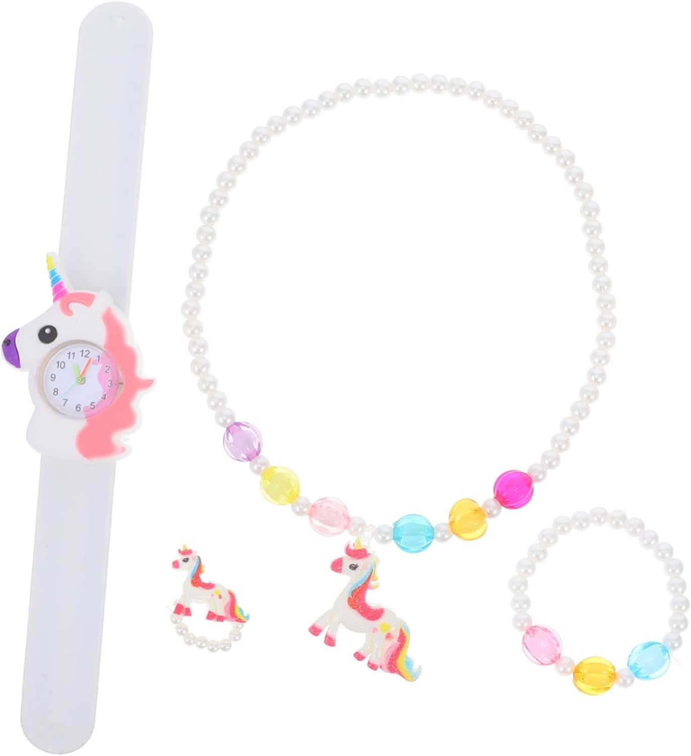 KONTONTY 1 Set Children'S Watch Necklaces Friendship Necklace Unicorn-Shape Slap Watch Unicorns Shaped Slap Watch Kids Silicone Slap Watch Digital Slap Watch Button Silica Gel Number image number 1