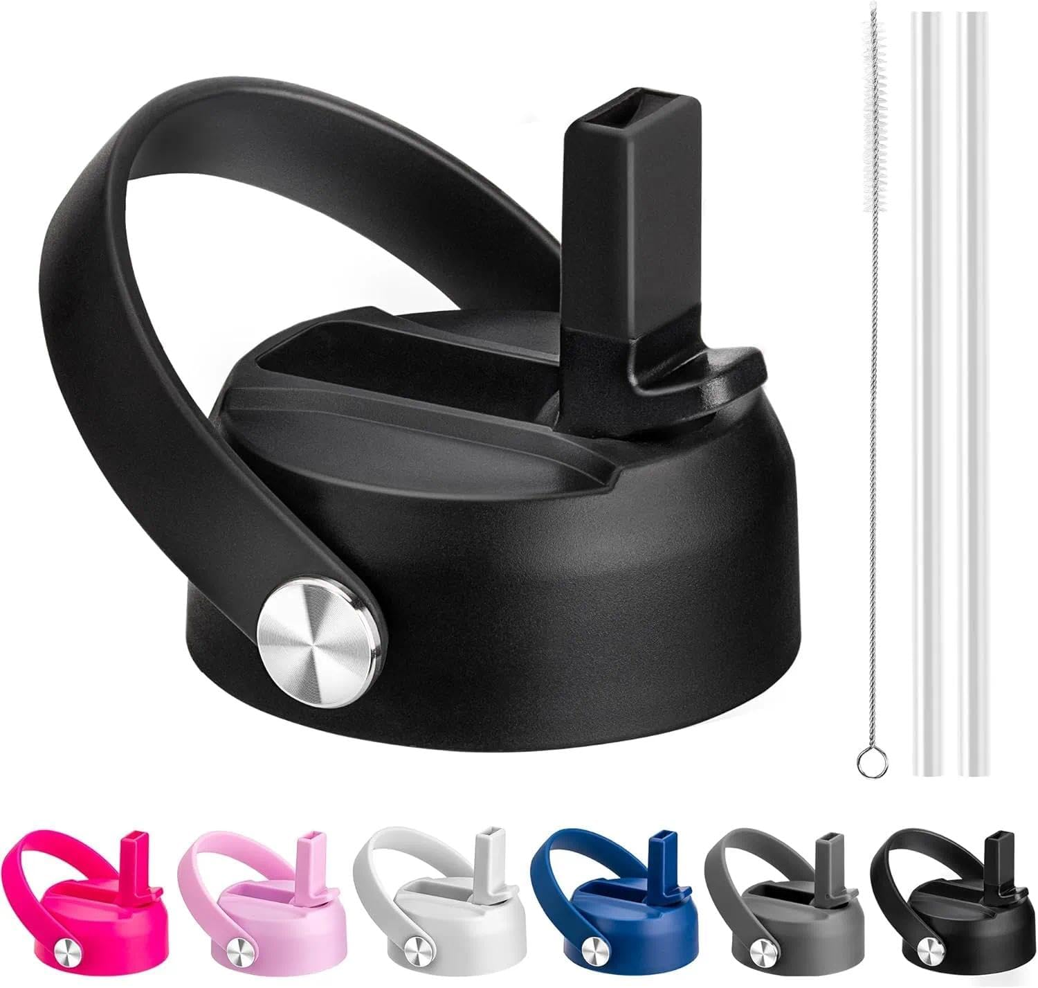 Damaill Straw Lid for Hydroflask, Lids with Straw for Hydroflask 12 16 18 20 32 40 64Oz Wide Mouth Water Bottles, Replacement Cap for Hydro Flask (Black) image number 4