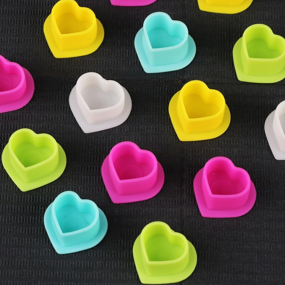 200Pcs Heart Ink Caps with Base Silicone Disposable Tattoo Pigment Cup for Tattooing Supplies image number 4