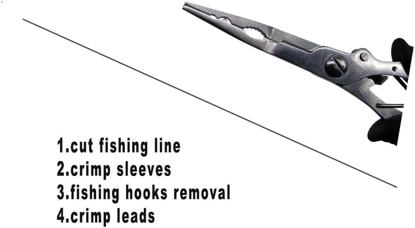 Stainless Saltwater Fishing Pliers,Hooks Remover Ring Pliers Lightweight Saltwater Pliers with Sheath and Telescopic Lanyard image number 3