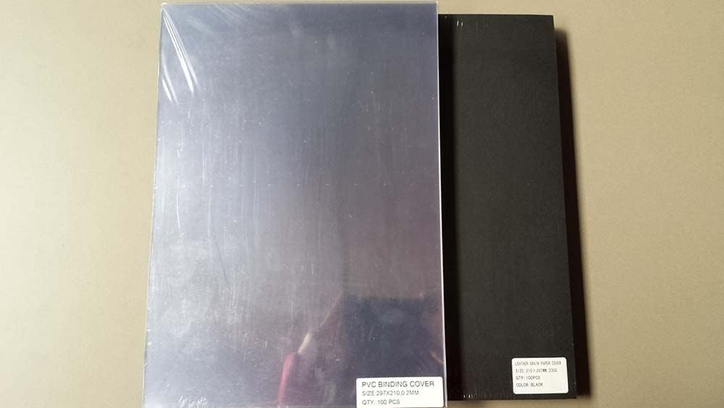 25 Sets of 200Mic Binding Clear Cover +230Gsm Leathergrain Cover - Printer Accessory - Document Covers