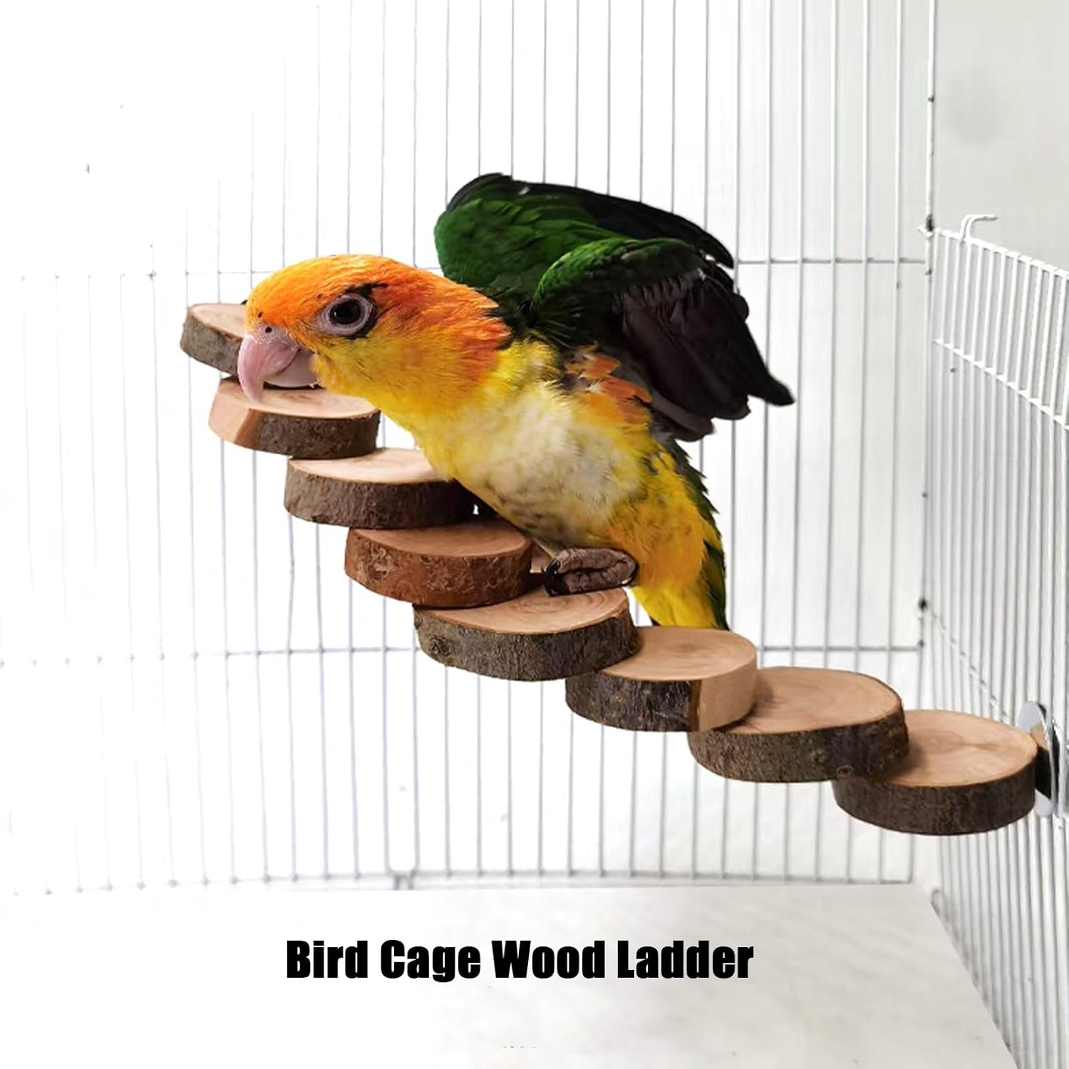 DXQCHDUO Parrot Ladder Toy,Wood Bird Ladder Perch Toy,Bird Platform Birdcage Ladder Climbing Toy 8 Step,Hamster Ladder Small Animals Cage Accessories image number 1