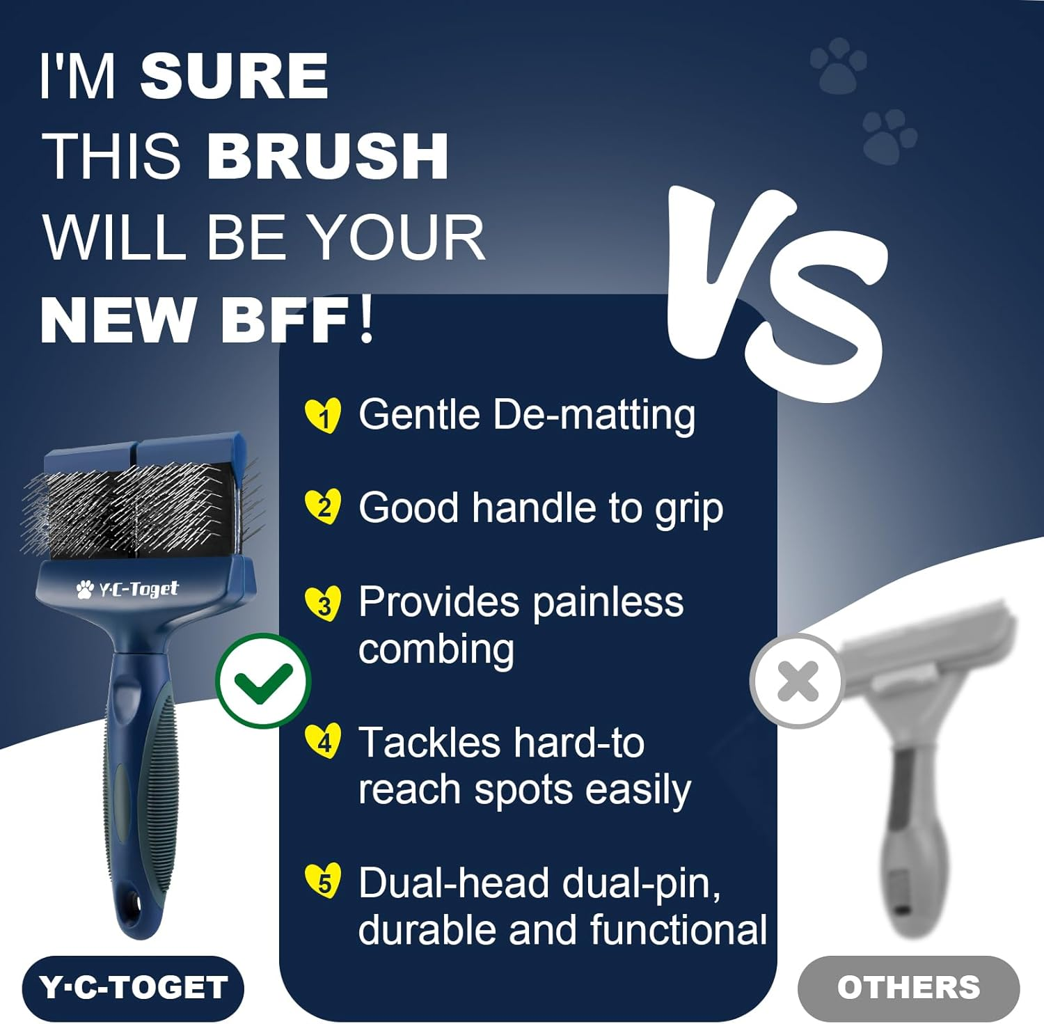 Flexible Double-Sided Slicker Dog Brush for Doodle & Poodle- Dog Grooming Hair Brush for Goldendoodles & Labradoodles- Gentle Detangling and Undercoat Brush for Dogs image number 1