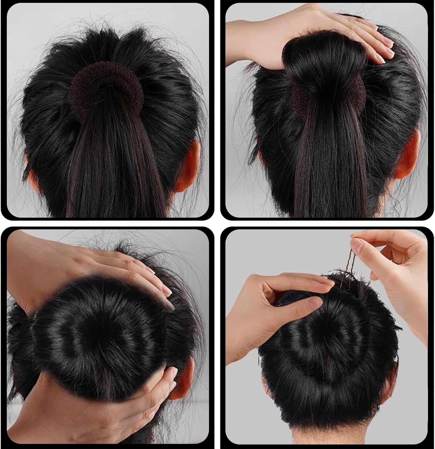 Pack of 6 Hair Net Bun with Bun Cushion, Ballet Hair Net Riding, Elastic Bun Net, Hairstyle Aid Bun Bun Net for Gymnastics, Rhythmic, Sports Gymnastics, Ballet, Figure Skating (Multicoloured 1) image number 6