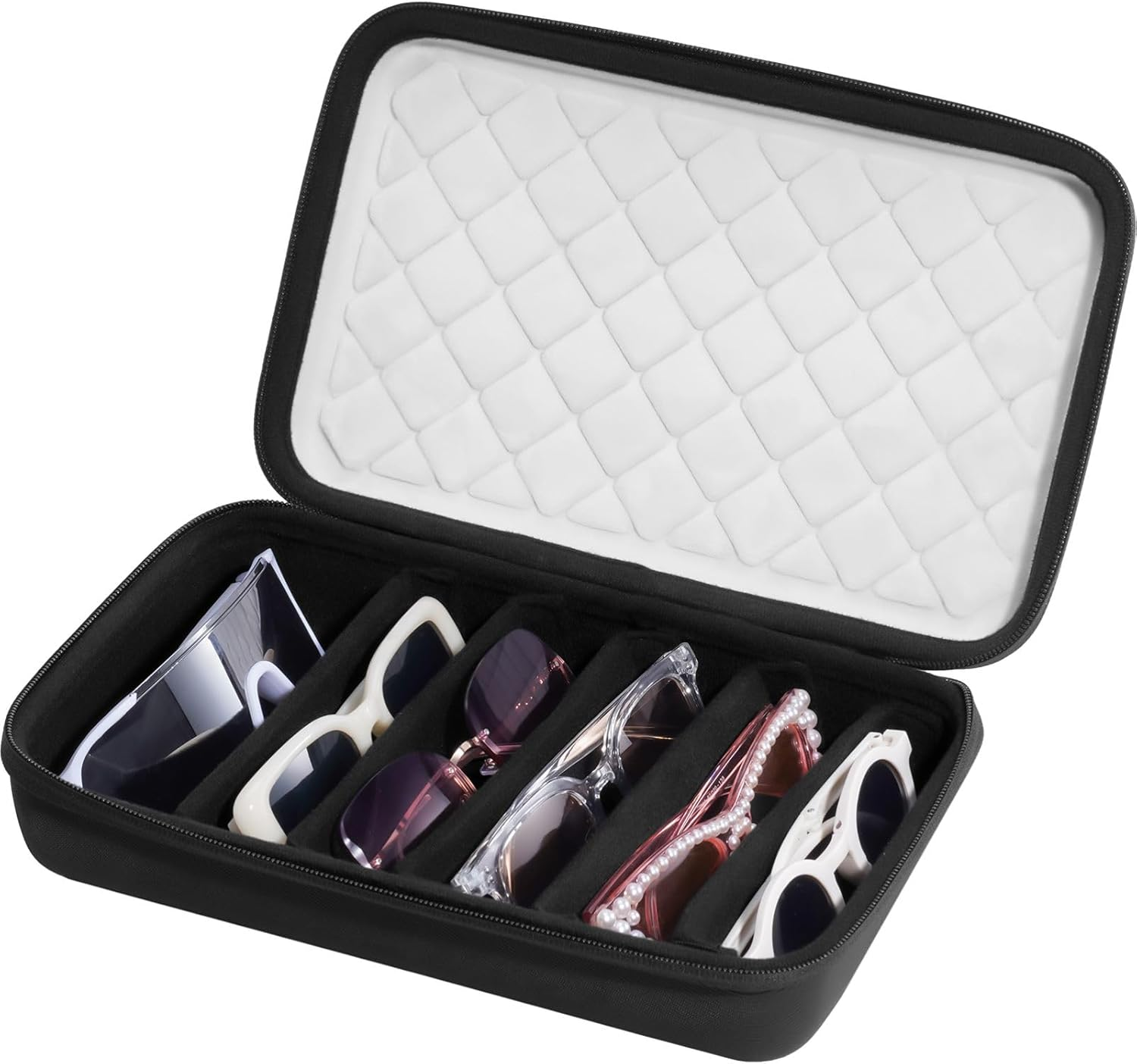 Procase Hard Shell Travel Sunglasses Organizer, Portable Muliple Glasses Case for Traveling with Adjustable Dividers, Eyeglasses Storage Box for Trip Men Women