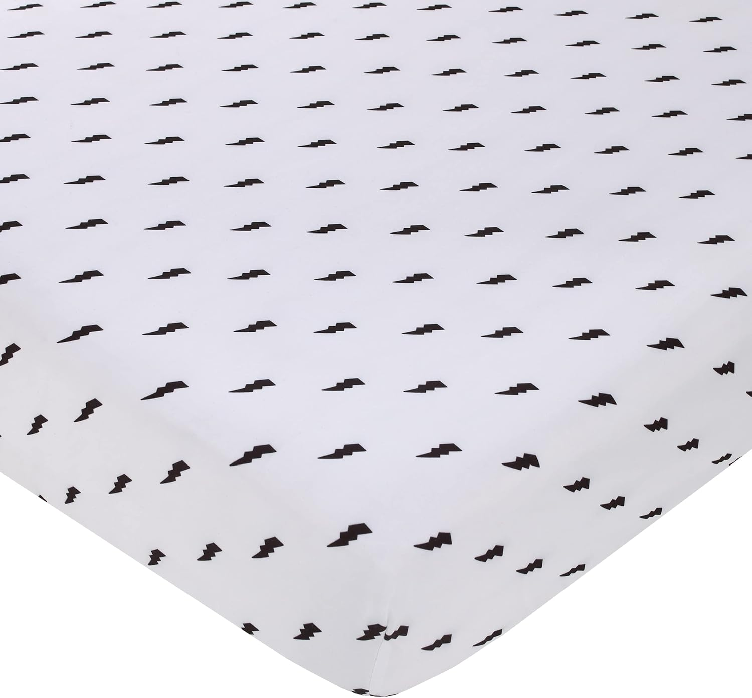 Nojo Lightning Bolt Black and White Nursery Fitted Crib Sheet