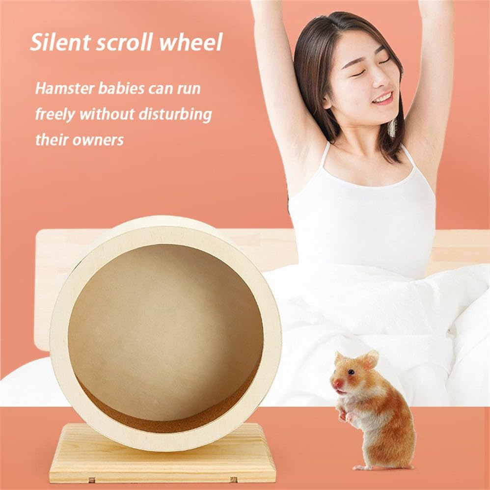 Pet Sports Equipment, Wooden Silent Hamster Wheel, Hamster & Guinea Pig Exercise Wheel, Cat & Dog Treadmill, Indoor Use,Allowing Your Pet to Play Freely,Sturdy and Durable,Aesthetically Pleasing image number 3