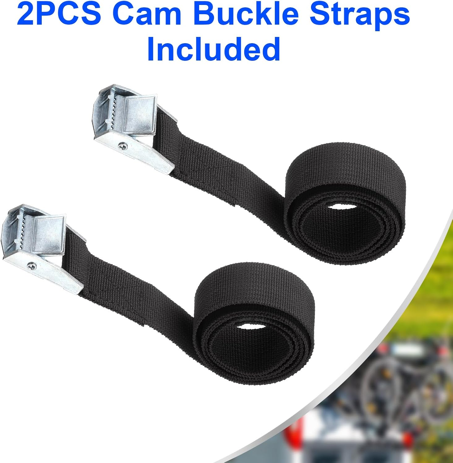 Lashing Straps, 2PCS Tie down Straps, 2.5Cm X 3 M Adjustable Cam Buckle Straps, Heavy Duty Secure Straps up to 260Lbs for Motorcycle, Cargo, Trucks,Trailer,Luggage