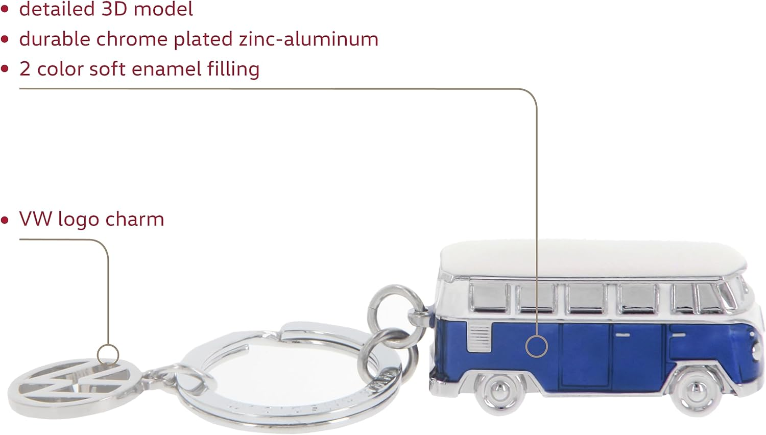BRISA VW Collection - Volkswagen Bus T1 Camper Van Kombi 3D Model Key Ring Chain, Gift Idea/Fan Souvenir/Retro Vintage Product (Blue) image number 1