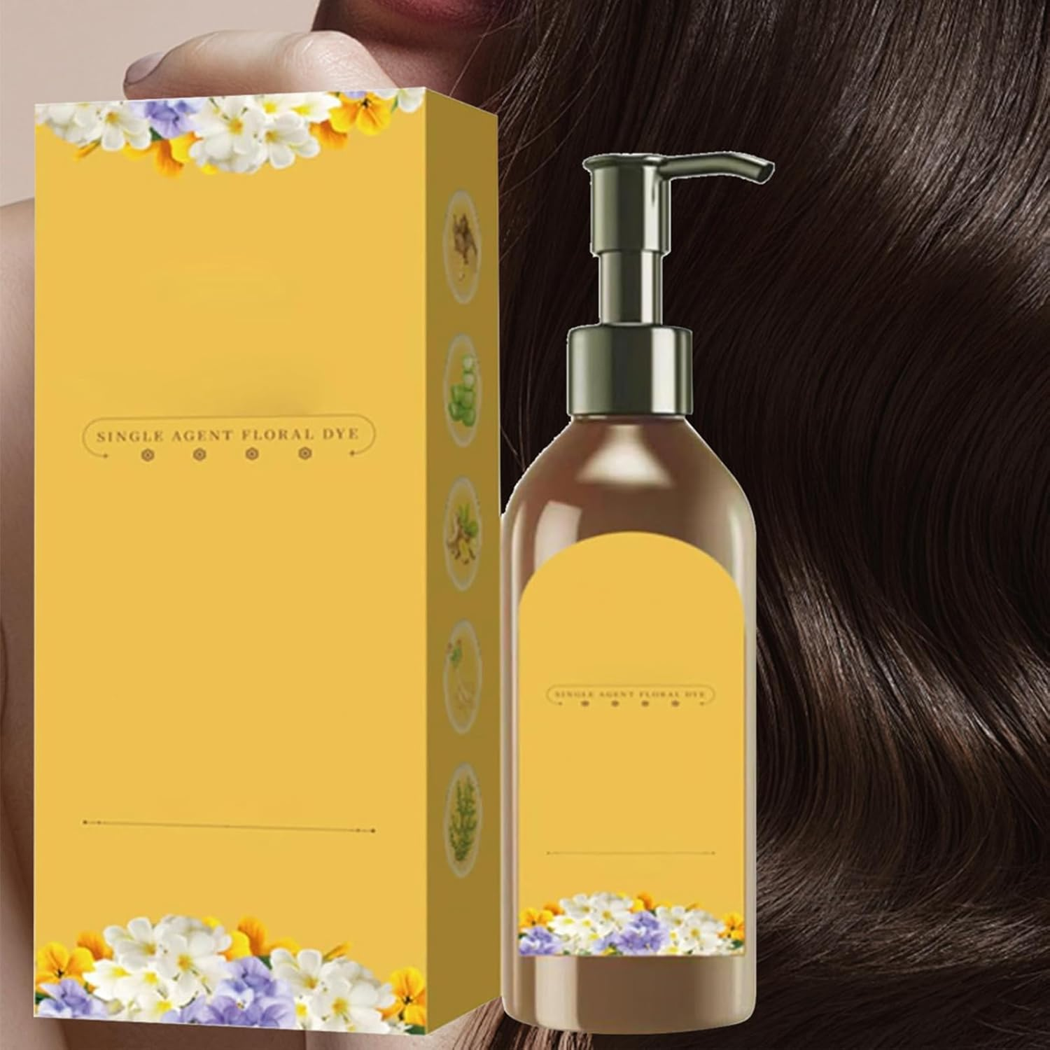 Dark Hair Dye Shampoo - Vegetable Hair Dye Shampoo, Unisex Shampoo and Hair Dye, Single Dose Plant Dye with Floral Fragrance | Herbal Hair Dye Shampoo, Long Lasting Natural For - Black Brown Colour image number 4