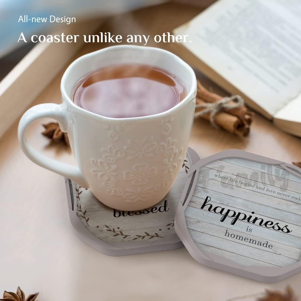 UMIRRO Absorbent Drink Coasters, Housewarming Gifts for New House, Sweet Home Decor, Rustic Farmhouse Coffee Table Centerpiece, Small Ideas for Women Mom Her Men Dad Him, 4", Set of 6 image number 2