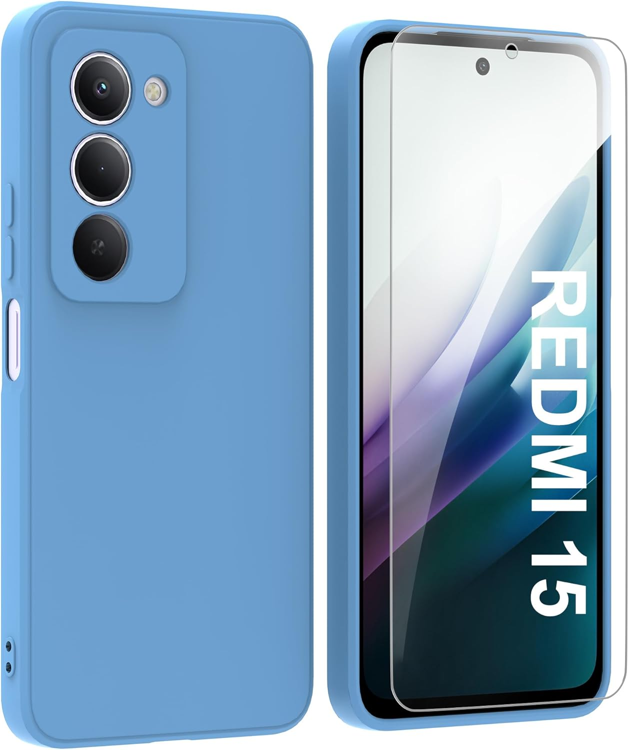 ARRYNN Case for Xiaomi Redmi 15 4G / 5G (6.9 Inch) + Protective Film, Mobile Phone Case Liquid Silicone Soft TPU Shockproof Case Cover Protective Case - Green