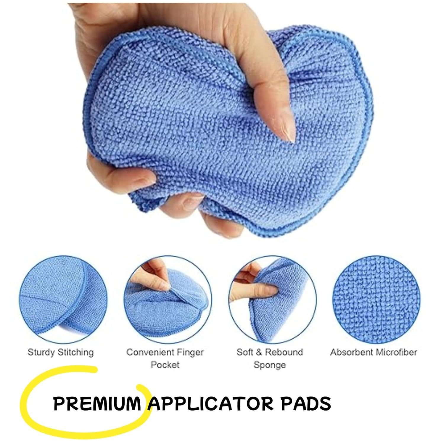 5-Pack Car Wax Applicator Pads, Microfiber Applicator Pad with Finger Pocket, Buffing & Polishing Pads for Car Cleaning and Fine Polishing image number 1