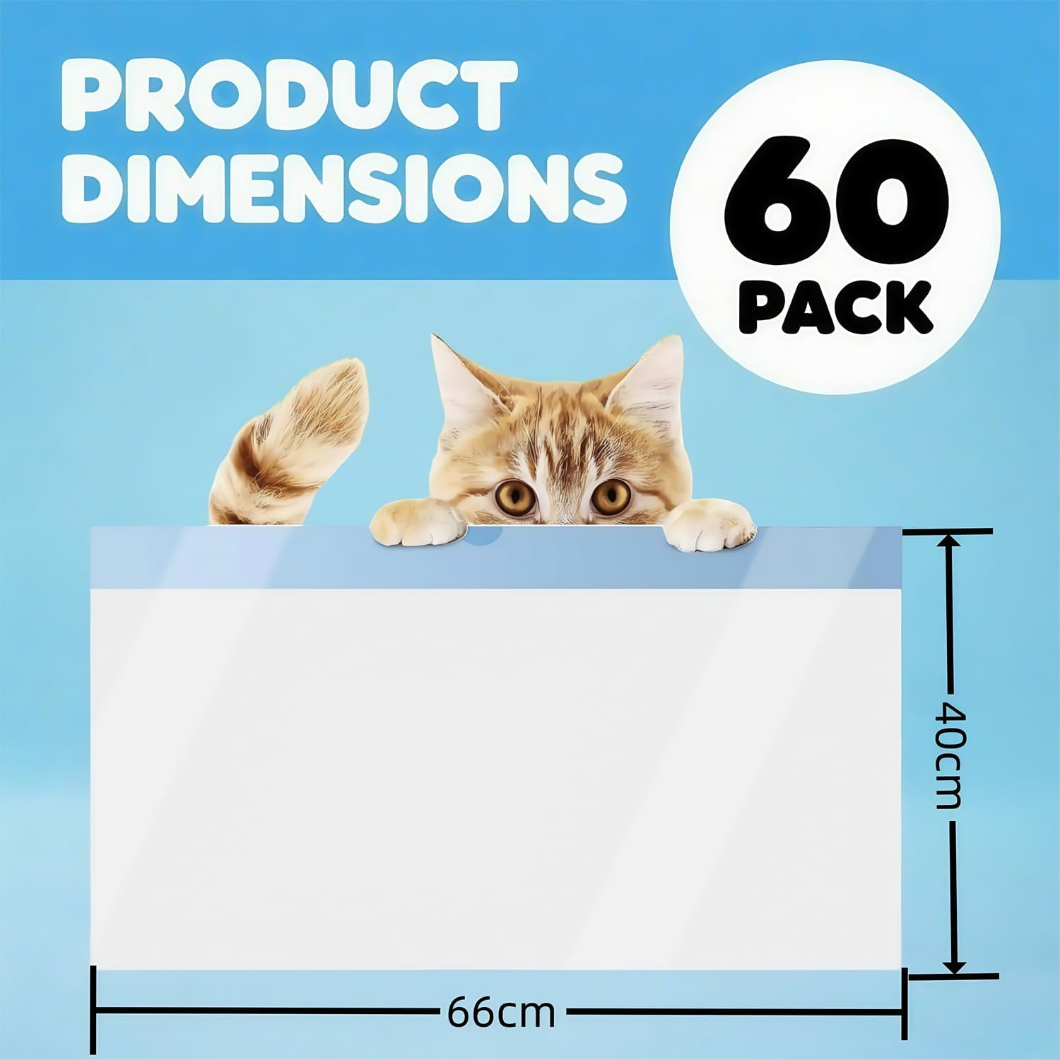 60 Count Extra Large Cat Litter Box Liners, 10L 8KG Capacity Cat Litter Waste Receptacles Bags for Cleanpethome Self Cleaning Litter Box (66 * 40Cm)