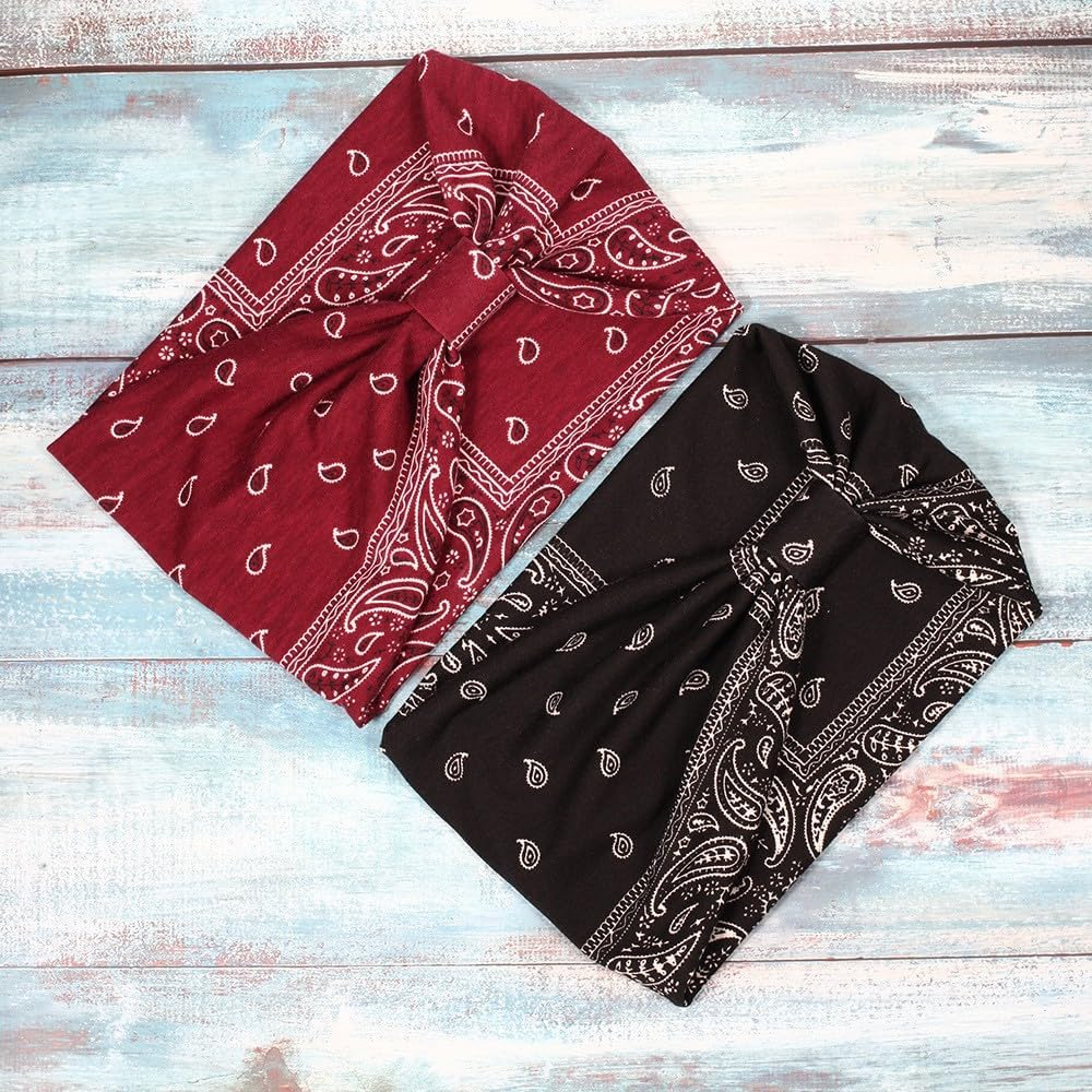 3PS Wide Bandanas Non-Slip Bandanas Soft Bohemian Bandanas Sweat Absorbing Bandanas image number 4