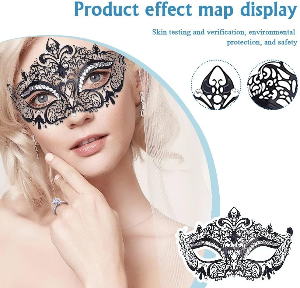 Masquerade Mask, Metal Masks Sexy Venetian Carnival Masks Fancy Dress, Venetian Mardi Gras Prom Mask for Women image number 4