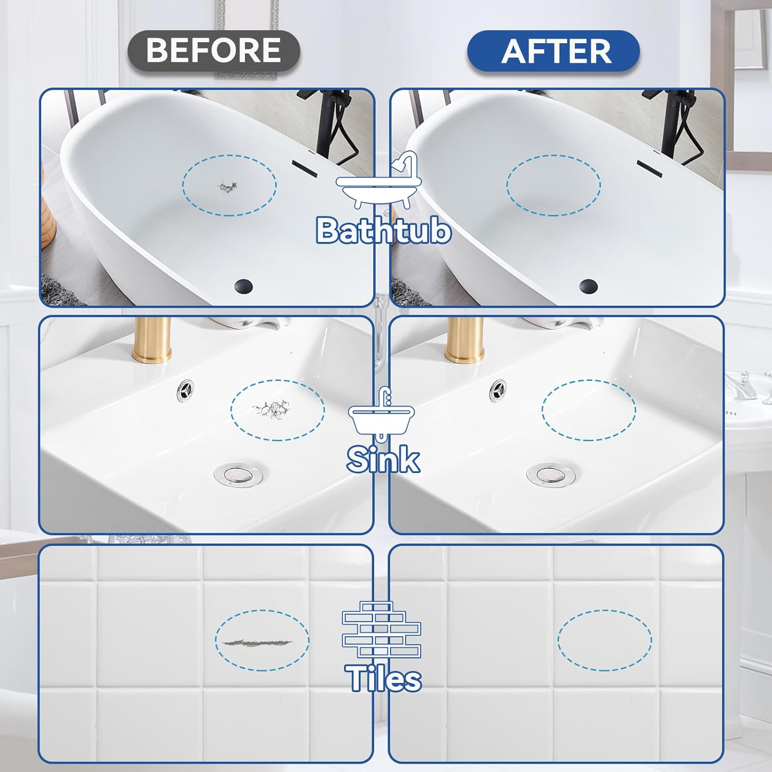 Tub and Tile Paint, White Touch up Pen for Countertop, Bathtub, Porcelain Paint for Any Scratches Spots on Tiles, Sinks, Enamel, Toilets, 1.5 Fl Oz image number 5