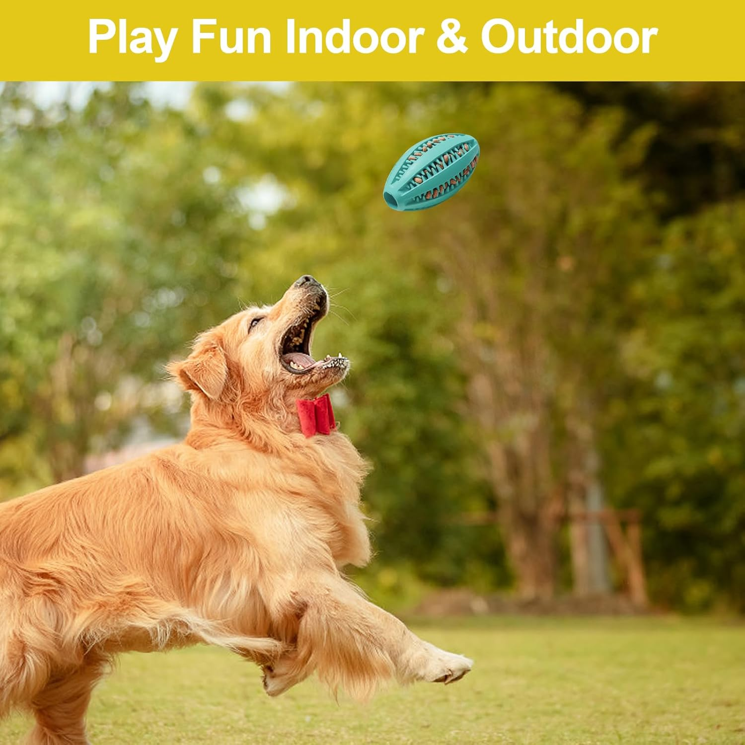 Proxima Direct Dog Toy Balls for Large Dogs, 2 Pack Dog Chew Toys for Slow Feeding Teeth Cleaning, Oval Interactive Pet Ball Toy for Training Fetch Game Relieve Boredom Durable Outdoor Indoor image number 1