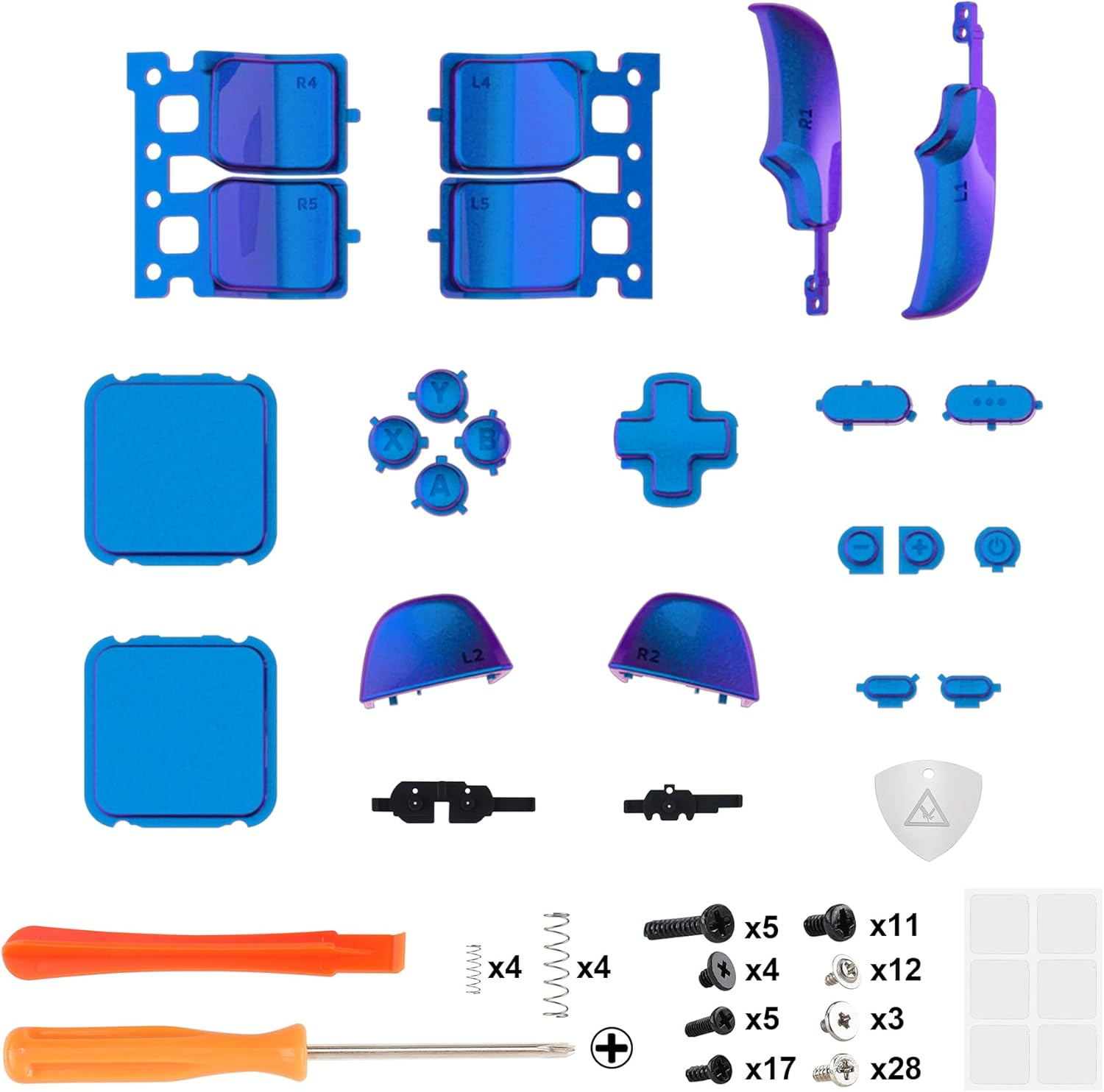 Extremerate Chameleon Purple Blue Replacement Full Set Buttons for Steam Deck, DIY Custom ABXY D-Pad Trackpad Bumpers Triggers Buttons Sets for Steam Deck LCD Handheld Console - Console NOT Included