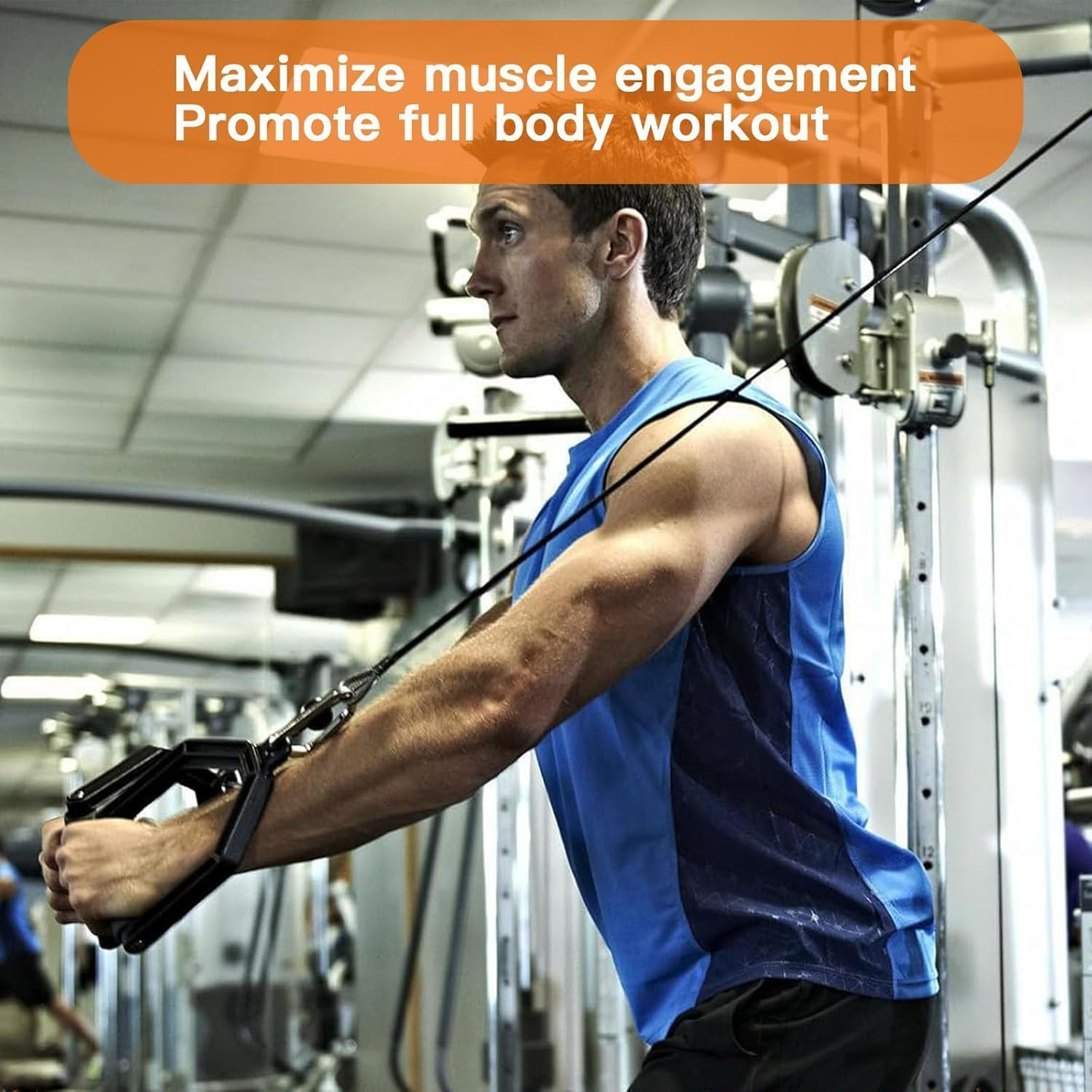 Lexziuo 2PCS Gym Cable Extension Strap with Carabiner, Fitness Pulley Workout Cable for Cable Machine, Home Gym Accessories & Strength Training Equipment, Stainless Steel Connector image number 2