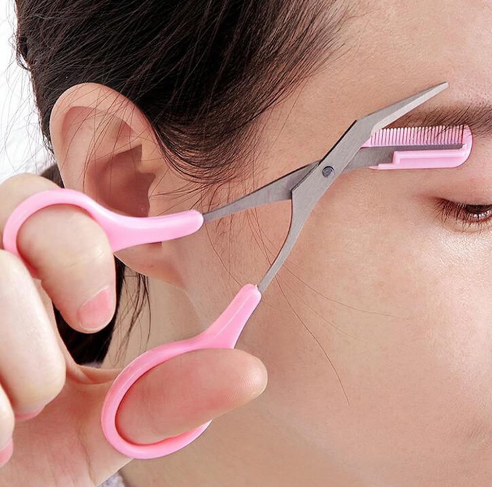 Professional Stainless Steel Eyebrow Grooming Shear Scissors with Plastic Combeyebrow Shaving Scissors Hair Remover Beauty Tool Beauty Accessories for Men and Women image number 4