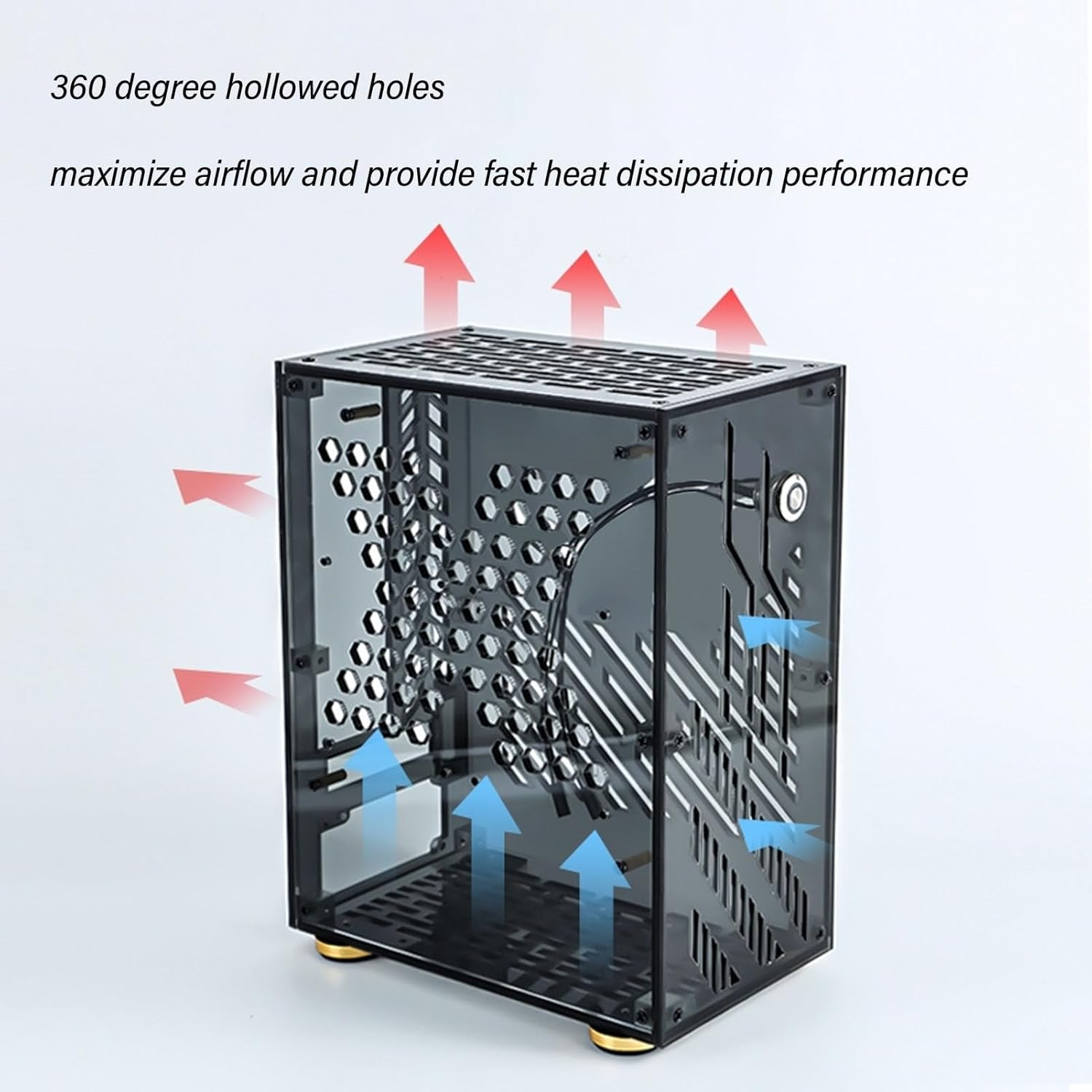 Mini ITX Case Gaming Computer Chassis Vented Panels Small Power Supply Support 170X170Mm Motherboard Graphics Cards up to 180Mm Long 2 X 2.5" SSD image number 6