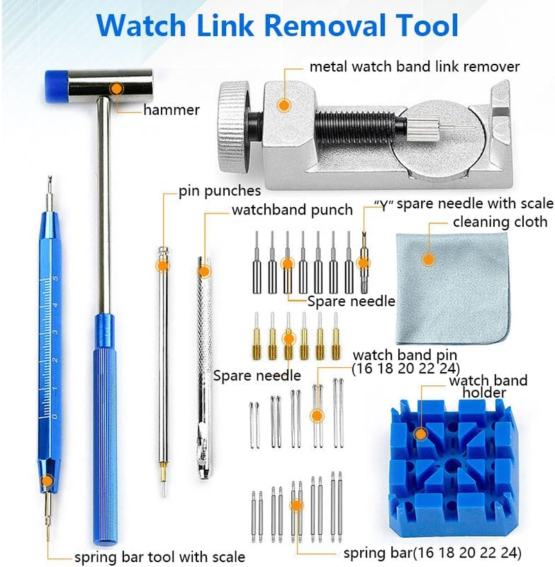 Vekol Watch Link Removal Tool 41PCS Watch Band Tool Kit, Professional Watch Repair Strap Remover Pin Adjustment Band Replacement Bracelet Resize Tools