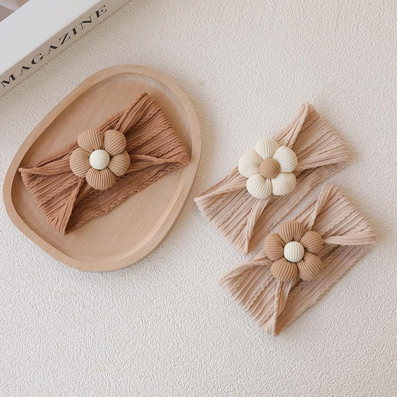 Baby Girl Headbands Bows Turban Knotted Nylon Newborn Headbands, 3Pcs Soft Elastic Baby Knotted Headbands, Baby Bows Knotted Nylon Newborn Head Bands,Baby Turban Headband Head Wrap Knotted Hair Band image number 1