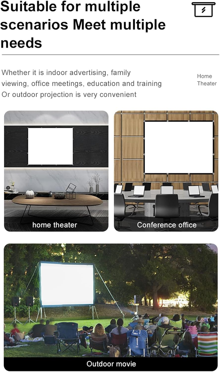 84 Inch Projector Screen 4 3 HD 4K Foldable Portable Sided -Crease Movie with Hooks for Indoor Home Theater Office Meeting image number 3