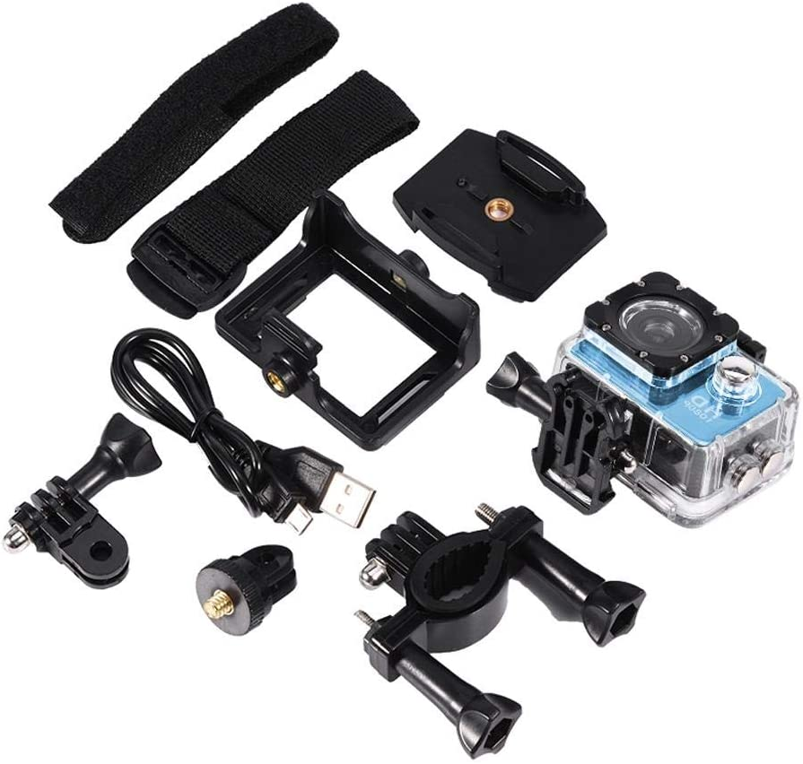 Mini Action Camera, 7 Colors 1080P HD 30M Underwater Waterproof Sports Camera DV, Digital Video Camera with Waterproof Shell, Mounting Kit for Outdoor Sports, Home Security, Driving Record(White)