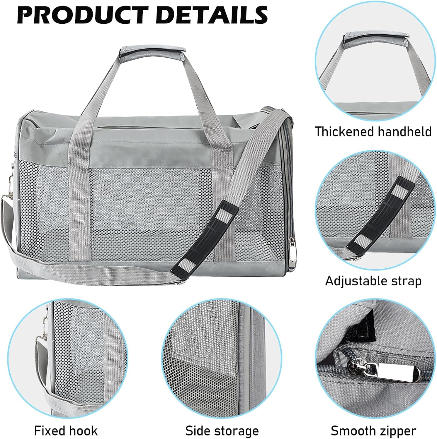 Vegena Transport Box Cat Dog Transport Box Dog Box Foldable Dog Transport Box Cat Transport Boxes Dog Bag Cat Transport Bag Includes Dog Bowl 42 X 27 X 28 Cm (Grey) image number 6