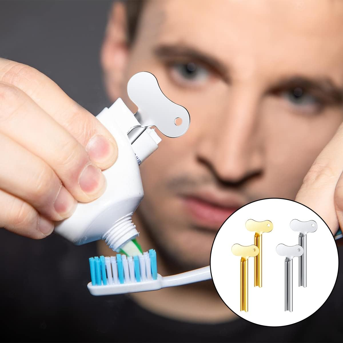 Toothpaste Squeezer, 4PCS Metal Roller Squeezer Tube Squeezer for Paint, Cosmetic and Hair Dye (Gold & Silver) image number 4
