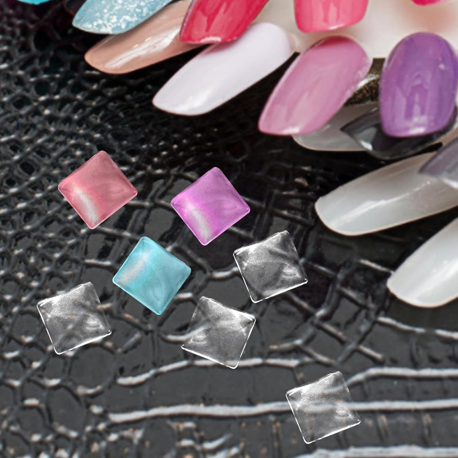 TEHAUX Nail Art Display Rack with 100Pcs Glass Nail Charts Square Manicure Tool for Professional Salon and Diy image number 4