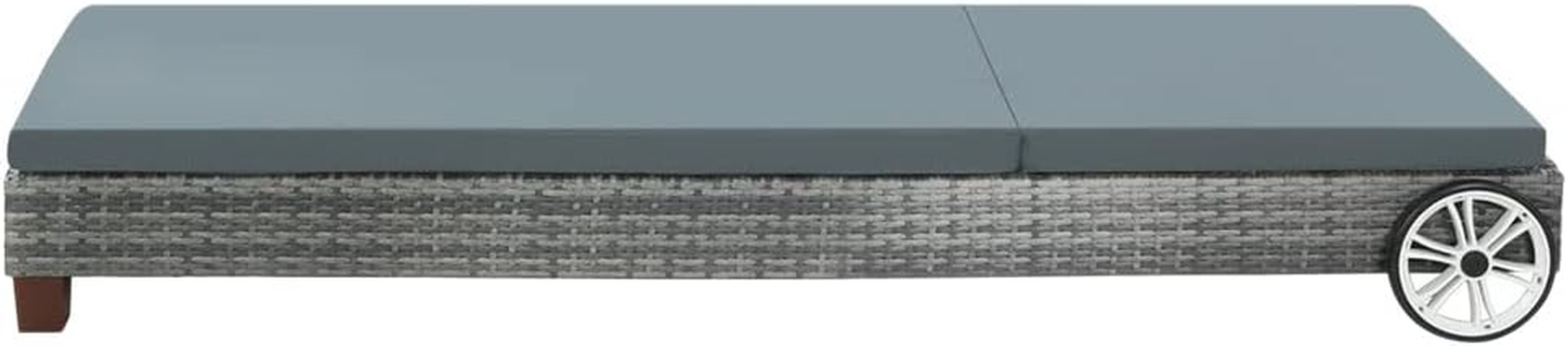 Gardeon Sun Lounge Camping Chair Wicker Lounger Rattan Day Bed, Chaise Beach Chairs Outdoor Furniture Garden Patio Setting Pool Backyard, with Wheels Cushion Adjustable Backrest Grey image number 1