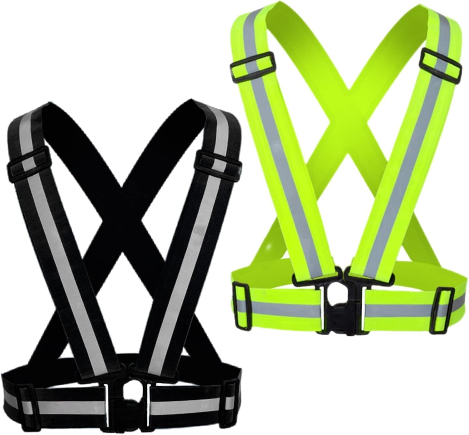 Reflective Running Vest 2 Pack, High Visibility Reflective Running Gear Night Cycling Walking Safety Vest Straps for Men Women image number 2