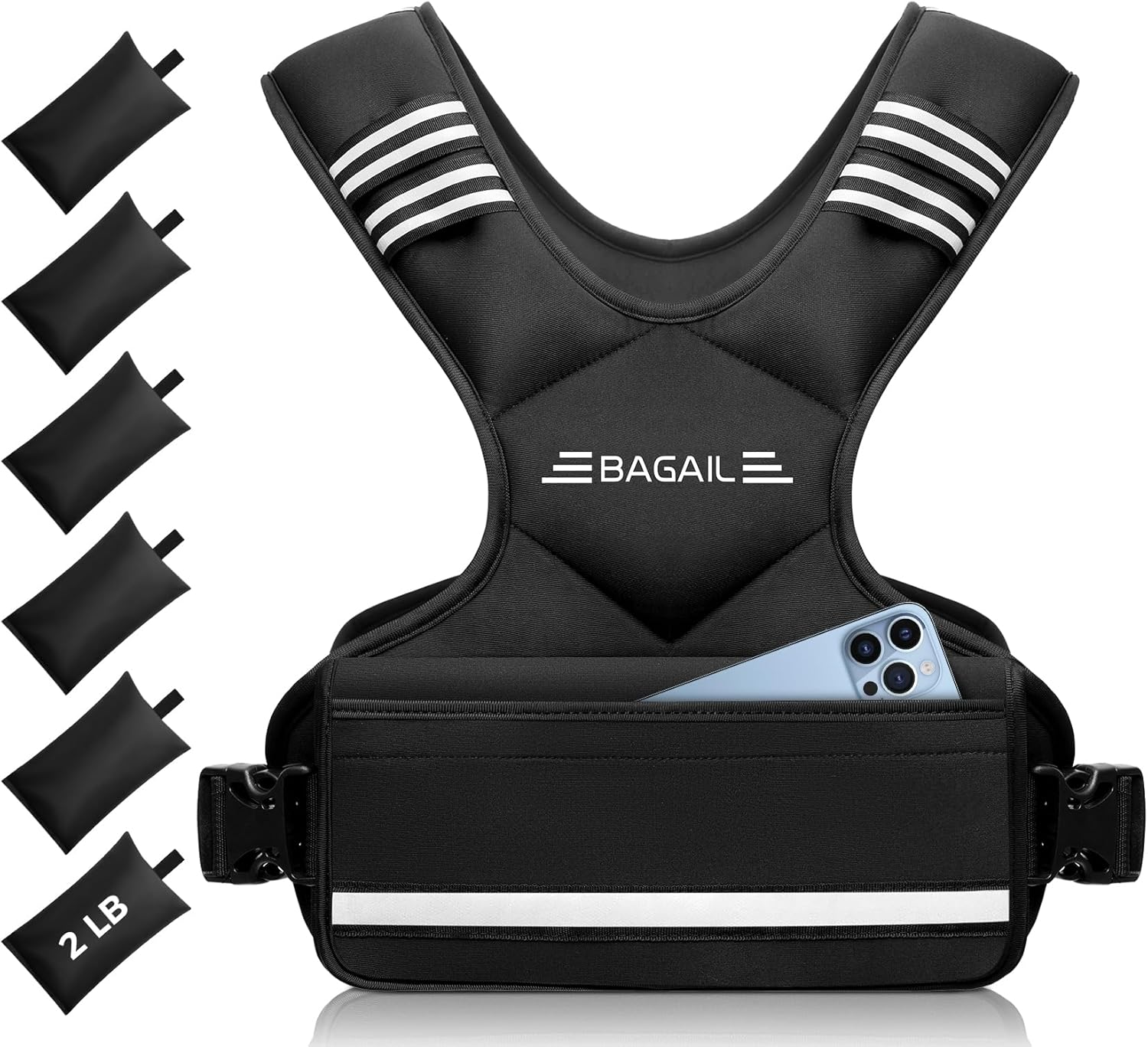 BAGAIL Adjustable Weighted Vest 4-10Lb, Removable Iron Sand Bags, Adjustable Bust Size, Heavy Duty Fitness Vest for Man Woman, Ideal for Gym Workouts and Aerobic Exercises