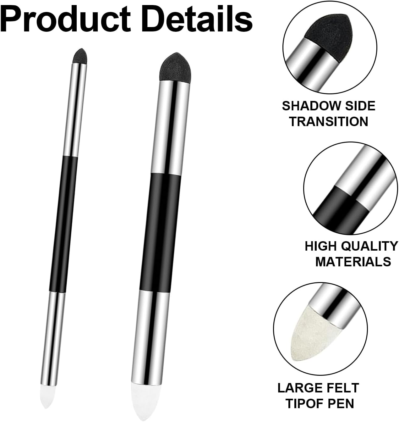 Funtyboo 6 Pcs Artist Blending Sponge Pen, Sketch Brush 2 Sizes Double-Headed Pastel Blending Stump Pencil for Artist Professional Student Detail Correcting Tool