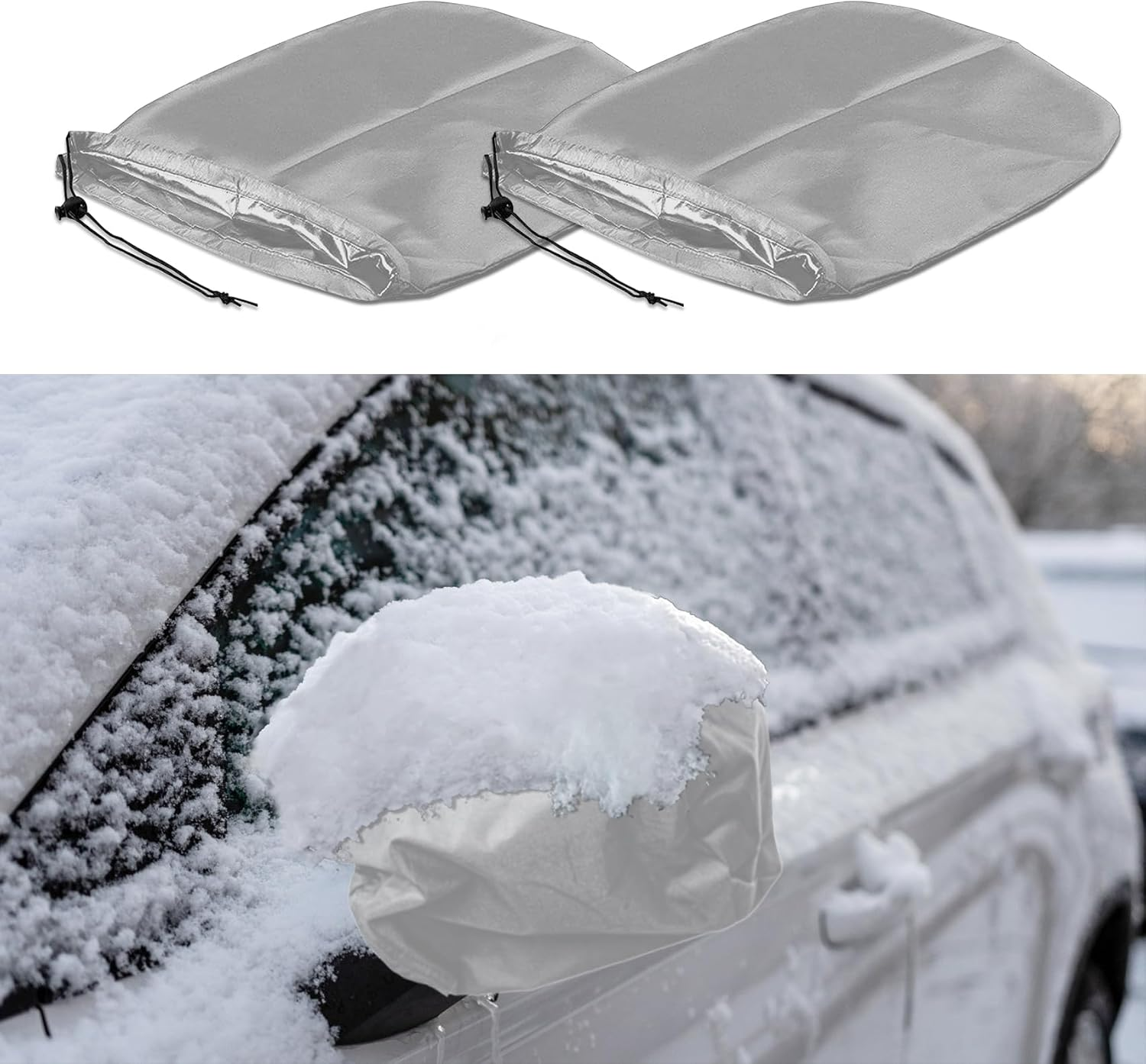 ASUBHA 2PCS Side Mirror Covers, Car Mirror Protector, Waterproof Snow Rearview Cover Protects from Ice Snow Frost Dew Rain Bird Poop, Car Accessories Auto Rearview Protection Cover for Most Vehicles image number 3