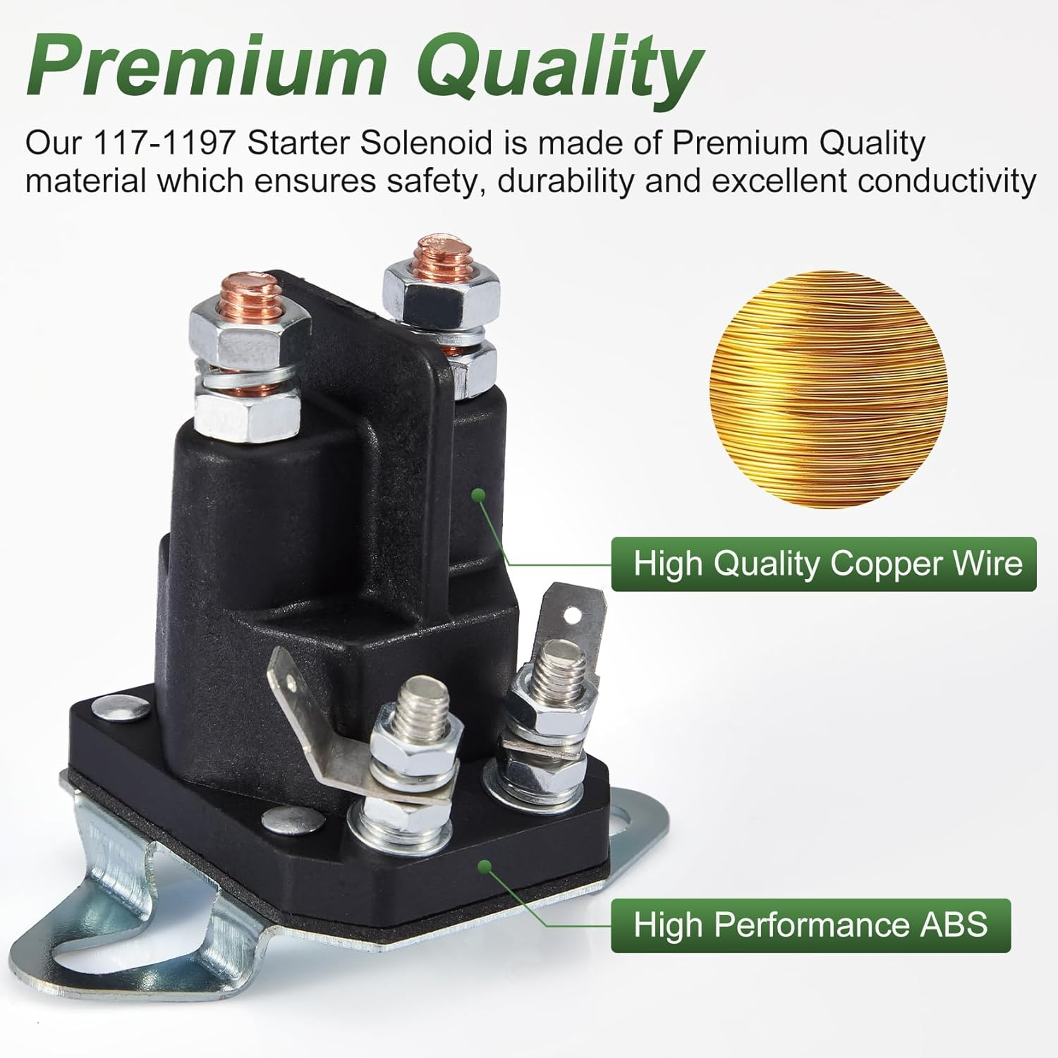 117-1197 Starter Solenoid Compatible with Toro Timecutter Ss5000 Z4200 Ss4225 Ss4235 Zero Turn Lawn Mower Parts 12V 4 Terminal DC image number 1