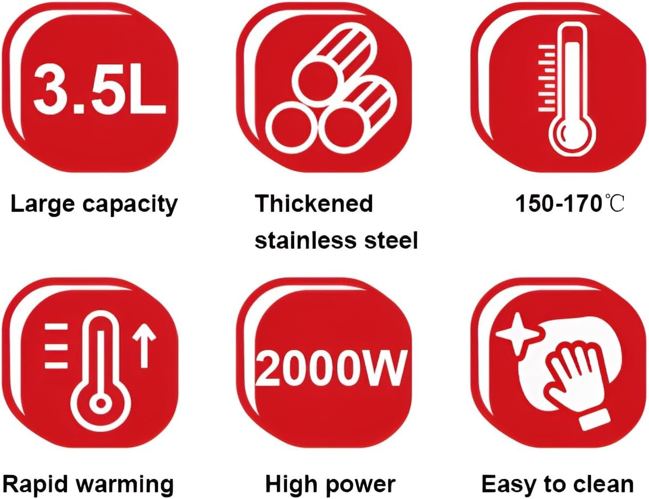 Electric Deep Fryer 3.5L Capacity 2000W Stainless Steel Exterior Fryer Adjustable Temperature & Indicator Lights with Removable Basket, Detachable Lid & Handle Easy Clean image number 3