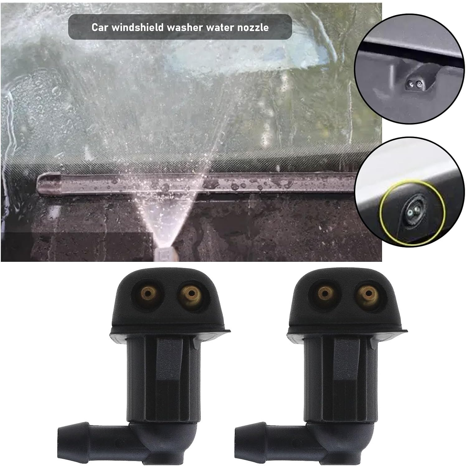 Ecsing 2PCS Windscreen Washer Nozzle Jet Spray Replacement Compatible with Carina Carolla Rav4 Yaris Echo Mr2 8538117040 8538120070 8538133010 image number 6