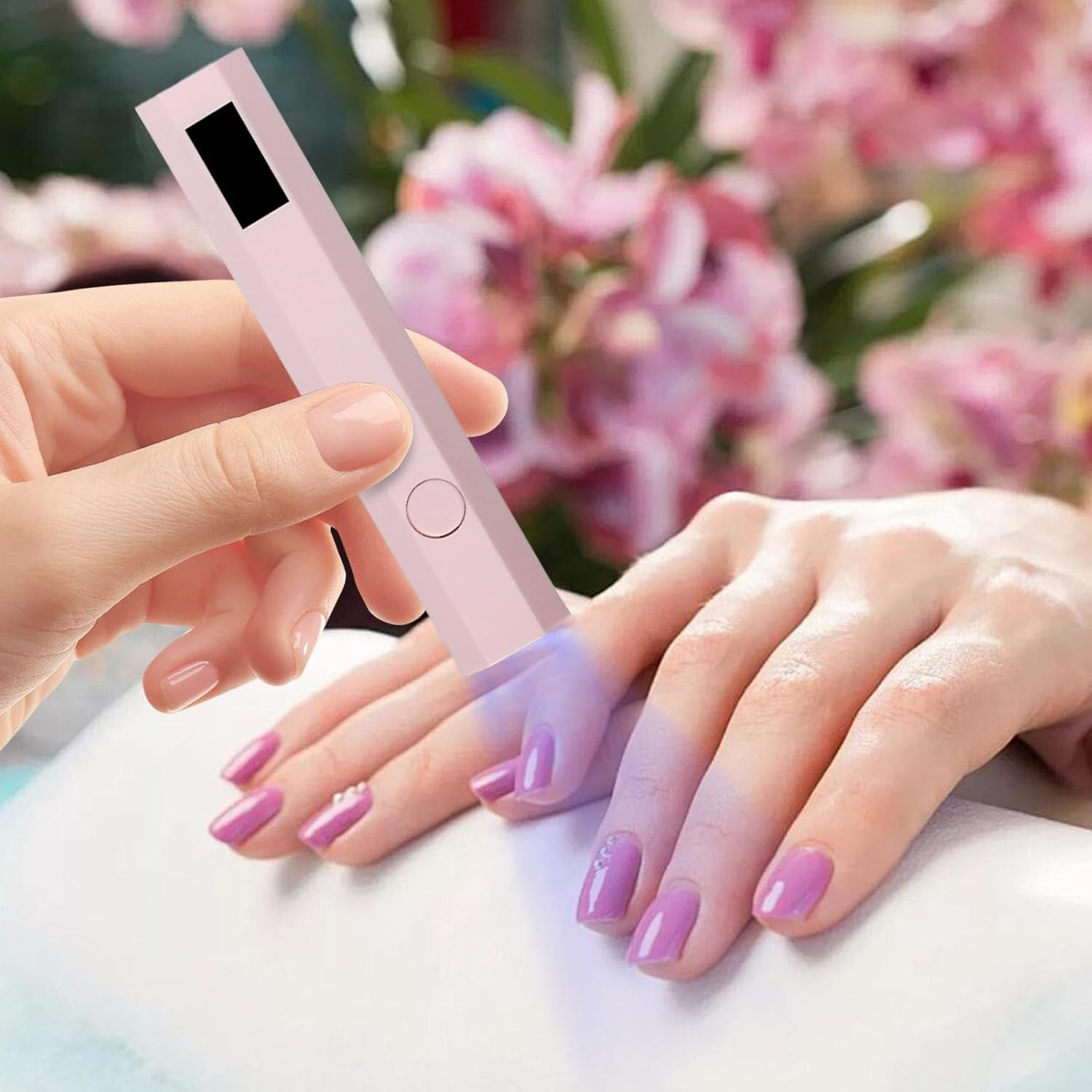 Portable Uv Led Nail Lamp, Rechargeable Nail Dryer, Lightweight Compact, Small Travel Friendly, Handheld Curing Light for Home and Salon, Gel Polish, 10.3X1.9Cm - Blue image number 2